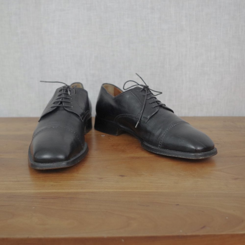 Men's Fratelli Peluso Italian Made Black Leather Brogue Oxfords Size 44.5